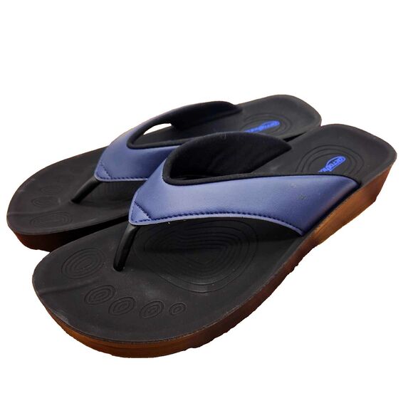 Aerothotic Thong Sandal Flip Flop Black Blue Orthotic Arch Support US 9 EU 40 - Picture 1 of 9